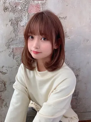 ミディアム カラー 新宿✨顔周りカット 韓国ヘア/坂本亜裟海のヘアスタイル