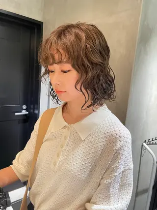 ミディアム カラー パーマ 🍃透明感/デザイン 店長MASARU🍃のヘアスタイル