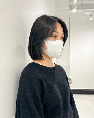 ショート カラー パーマ ヘアアレンジ メンズ 切りっぱなしヘアボブ ミディアムヘアRYOのヘアスタイル
