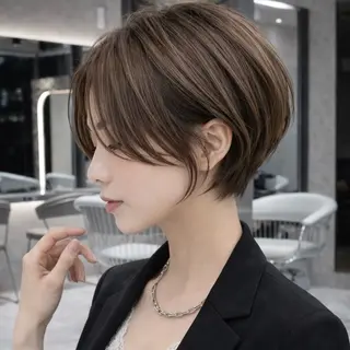 ショート カラー 《髪質改善✖️レイヤ ー🩶》ナオヤのヘアスタイル