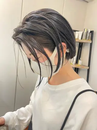 ショート レイヤー べージュ 白石研太のヘアスタイル