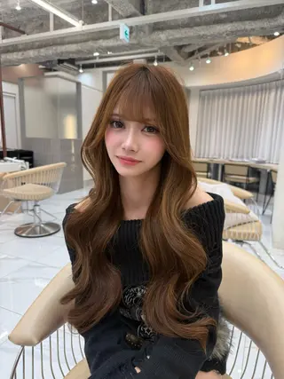 ロング 艶カラー/ ブリーチ/縮毛/愛理のヘアスタイル