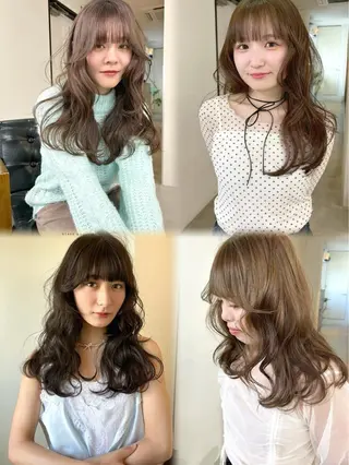 ロング カラー mizuki/ピンク ベージュ.レイヤーのヘアスタイル
