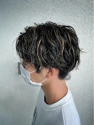 ミディアム カラー パーマ メンズ LAP.s 中嶋　諒のヘアスタイル