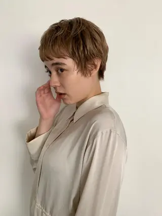 ショート カラー パーマ ヘアアレンジ メンズ キッズ ネイル マツエク・マツパ アイブロウ ウルフレイヤーカット /チヒロのヘアスタイル