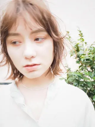 ショート パーマ 顔周りレイヤー/韓国 ブリーチminamiのヘアスタイル