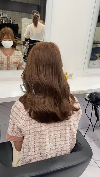 セミロング カラー ヘアアレンジ 韓国レイヤー&ピンク 艶髪🩶maikoのヘアスタイル