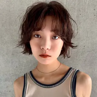 ショート パーマ ボブ/レイヤー/ニュ アンスパーマ/小夏のヘアスタイル