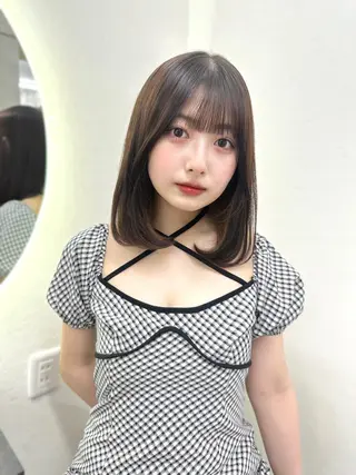 ミディアム 盛れる顔周り /透明感/かりん🎀のヘアスタイル