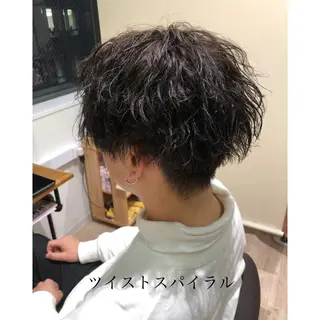 ショート カラー パーマ 関西センターパート メンズモデル募集のヘアスタイル