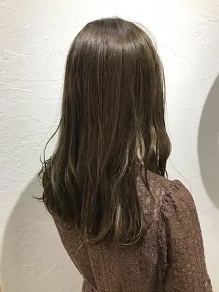 セミロング カラー ニュアンスパーマ/ レイヤー/茶屋町のヘアスタイル