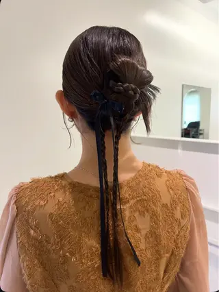 セミロング カラー パーマ ヘアアレンジ 透明感カラー／ 新潟万代/池野里衣のヘアスタイル