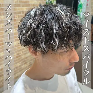ショート カラー パーマ メンズ 💈メンズ特化 美容師サキ💈のヘアスタイル