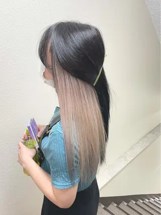 ミディアム カラー パーマ ヘアアレンジ メンズ キッズ ネイル マツエク・マツパ 切りっぱなしヘアボブ ミディアムヘアRYOのヘアスタイル