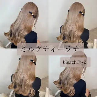 ロング カラー 肌に馴染むハイトーン /ミルクティーカラーのヘアスタイル