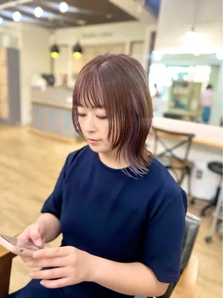 ミディアム カラー パーマ ヘアアレンジ メンズ キッズ 骨格レイヤーカット 🌿美髪縮毛矯正のヘアスタイル