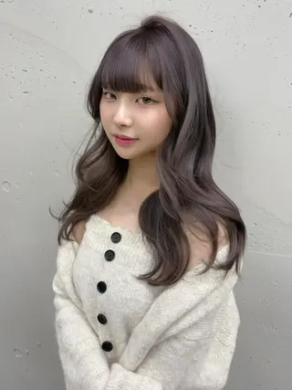 カラー セミロング ♡韓国ヘア♡ ブリーチ✨ハイトーンのヘアスタイル