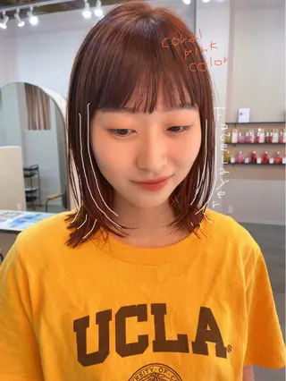 ミディアム カラー 限定1名撮影モデル 村中衣里のヘアスタイル