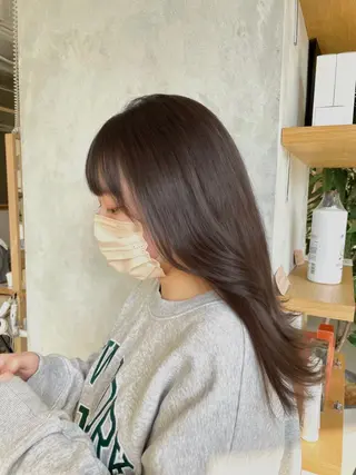 セミロング カラー mareka/顔周り /透明感カラー🤍のヘアスタイル