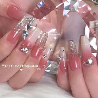 ネイル リボン、ガーリー パーツ放題専門店のネイルデザイン