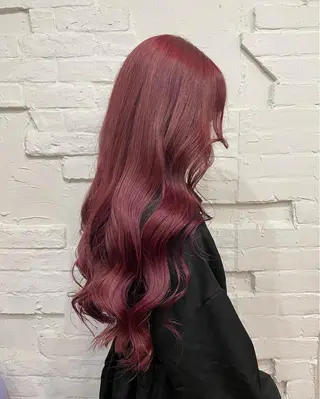 ロング カラー ヘアアレンジ 【ピンク/韓国ヘア/ ヘアセット】亜海のヘアスタイル