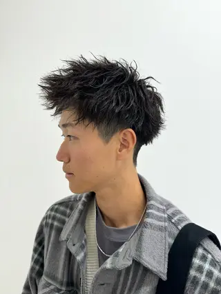 ショート カラー パーマ ヘアアレンジ メンズ 仕上がり満足度No. 1🔥BLUCK🔥のヘアスタイル