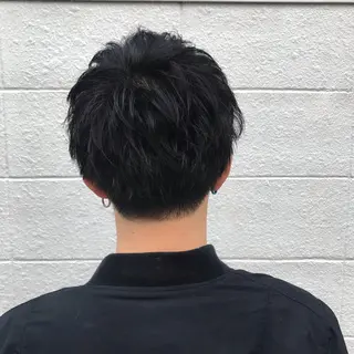 ショート カラー パーマ メンズ ニュアンスパーマ／ レイヤー／茶屋町のヘアスタイル