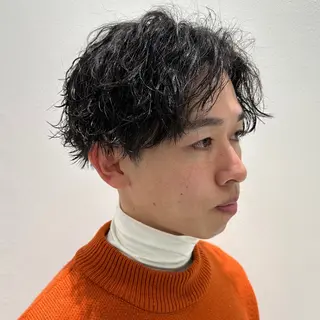 パーマ メンズ レイヤー/グレージュ メンズパーマのヘアスタイル