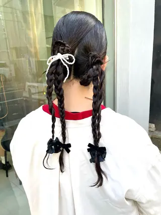 ロング ヘアアレンジ デザインカラー💖/ ヘアセット/manaのヘアスタイル