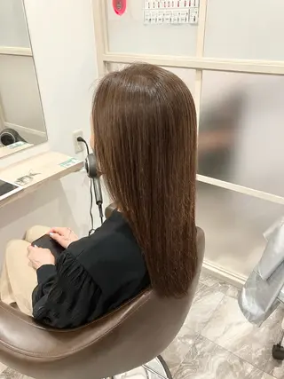セミロング カラー パーマ ブリーチ&ストレート 長谷川勇人のヘアスタイル