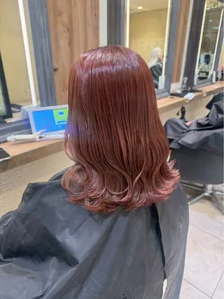 セミロング 暖色カラー💞🎀 ゆいのヘアスタイル