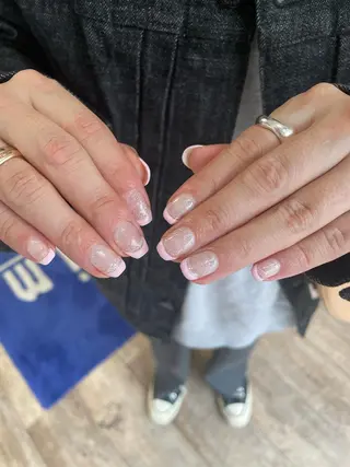 ネイル はばすみれ🎀ﾈｲﾙ 光ﾌｪｲｼｬﾙ ﾍｱのネイルデザイン
