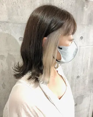 ミディアム カラー 興津/韓国レイヤー ダブルカラー美髪縮毛のヘアスタイル