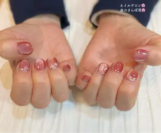 ネイル ショートネイル 森のさんぽ道のネイルデザイン
