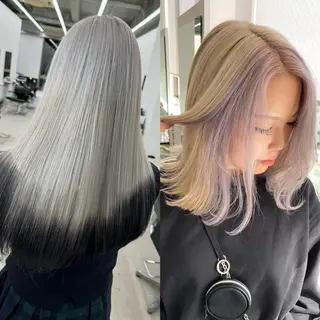 セミロング カラー 新美 蓮のヘアスタイル