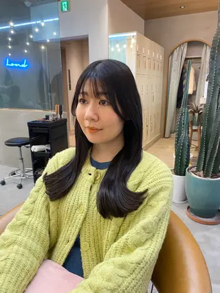 セミロング パーマ レイヤーボブ縮毛矯正 韓国RINAのヘアスタイル