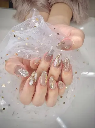 ネイル I-nailロング /ワンホン/キラキラのネイルデザイン