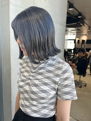 ミディアム カラー パーマ ヘアアレンジ 透明感/オリーブ/ グレージュ/YUKAのヘアスタイル