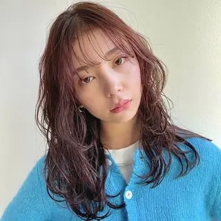 セミロング カラー 透けるカラー 🫧かふうのヘアスタイル