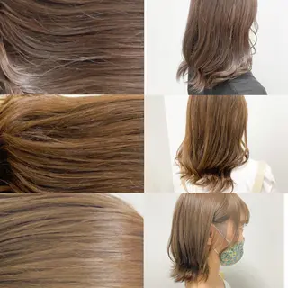 ミディアム カラー パーマ ヘアアレンジ ネイル マツエク・マツパ 韓国風ベージュ🤎 赤みなし🌿横浜🤎のヘアスタイル