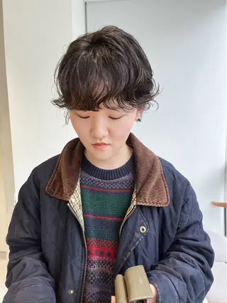 ショート パーマ ひかり／ベージュ ／似合わせカットのヘアスタイル