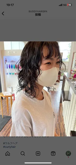 ミディアム パーマ メンズ/透明感カラー しゅうとのヘアスタイル