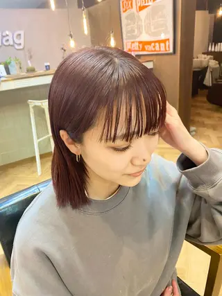 ミディアム デザインカラー/ボブ ブリーチカラー/ユリのヘアスタイル