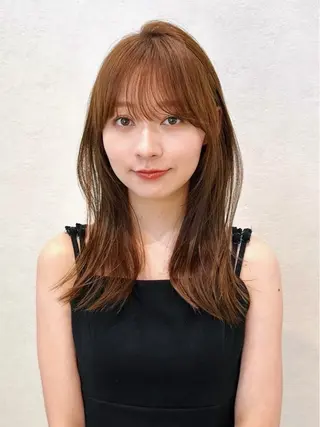 セミロング カラー パーマ kazuki【顔周り ×レイヤーカット】のヘアスタイル