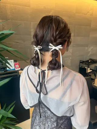 ミディアム ヘアアレンジ 透明カラー/レイヤー misaki °*のヘアスタイル