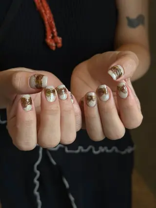 ショート カラー パーマ ヘアアレンジ メンズ キッズ ネイル マツエク・マツパ アイブロウ ar. harajukuのネイルデザイン