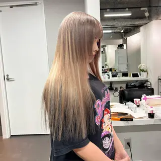 ロング カラー ヘアアレンジ 韓国🤍ワンホンヘア みかん🇨🇳のヘアスタイル