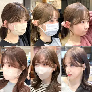 セミロング カラー 顔まわりカット🌟 くびれヘア/寺門遥輝のヘアスタイル