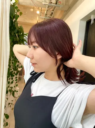 ミディアム カラー ブリーチ有無Wカラー メンズパーマ大成のヘアスタイル