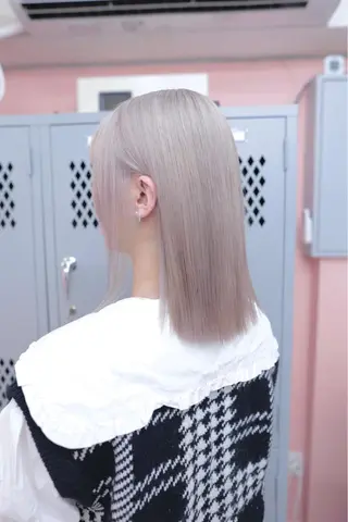 セミロング カラー メンズ ケアブリーチ/ツヤ髪 /ハイトーン/西村のヘアスタイル